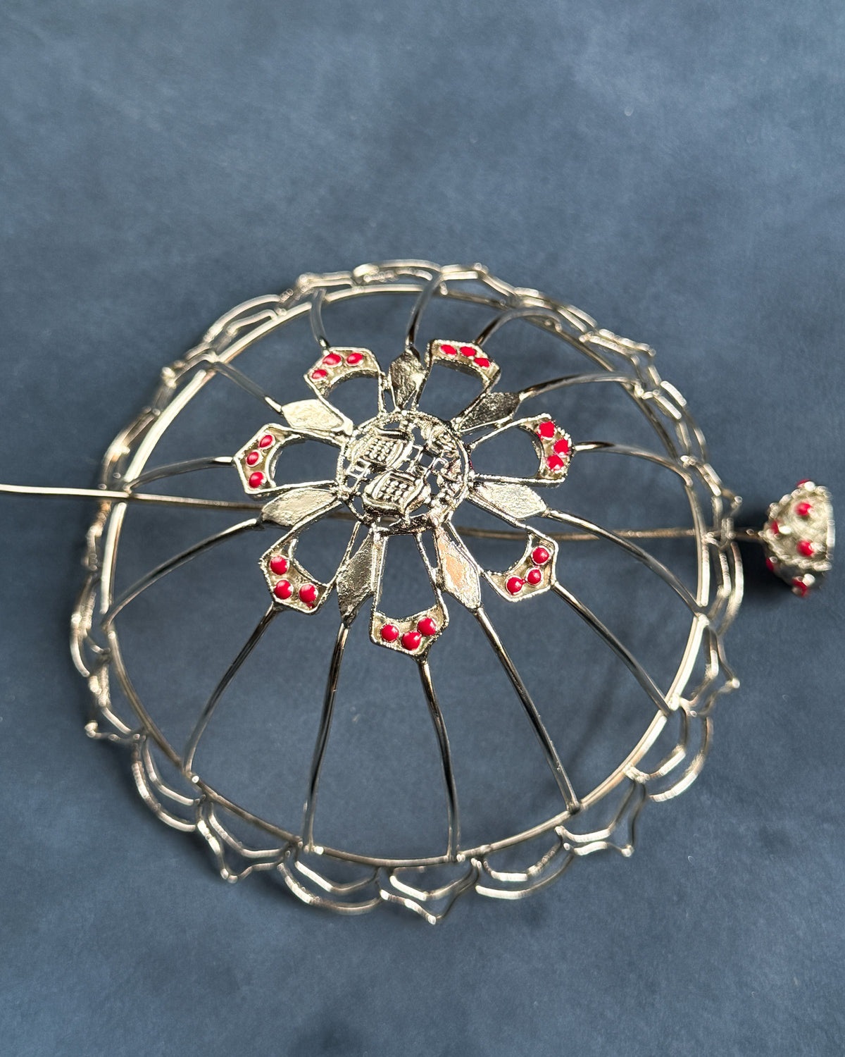 Vidhi Joora Pin – floral red hair pin by ShehNoor Jewels